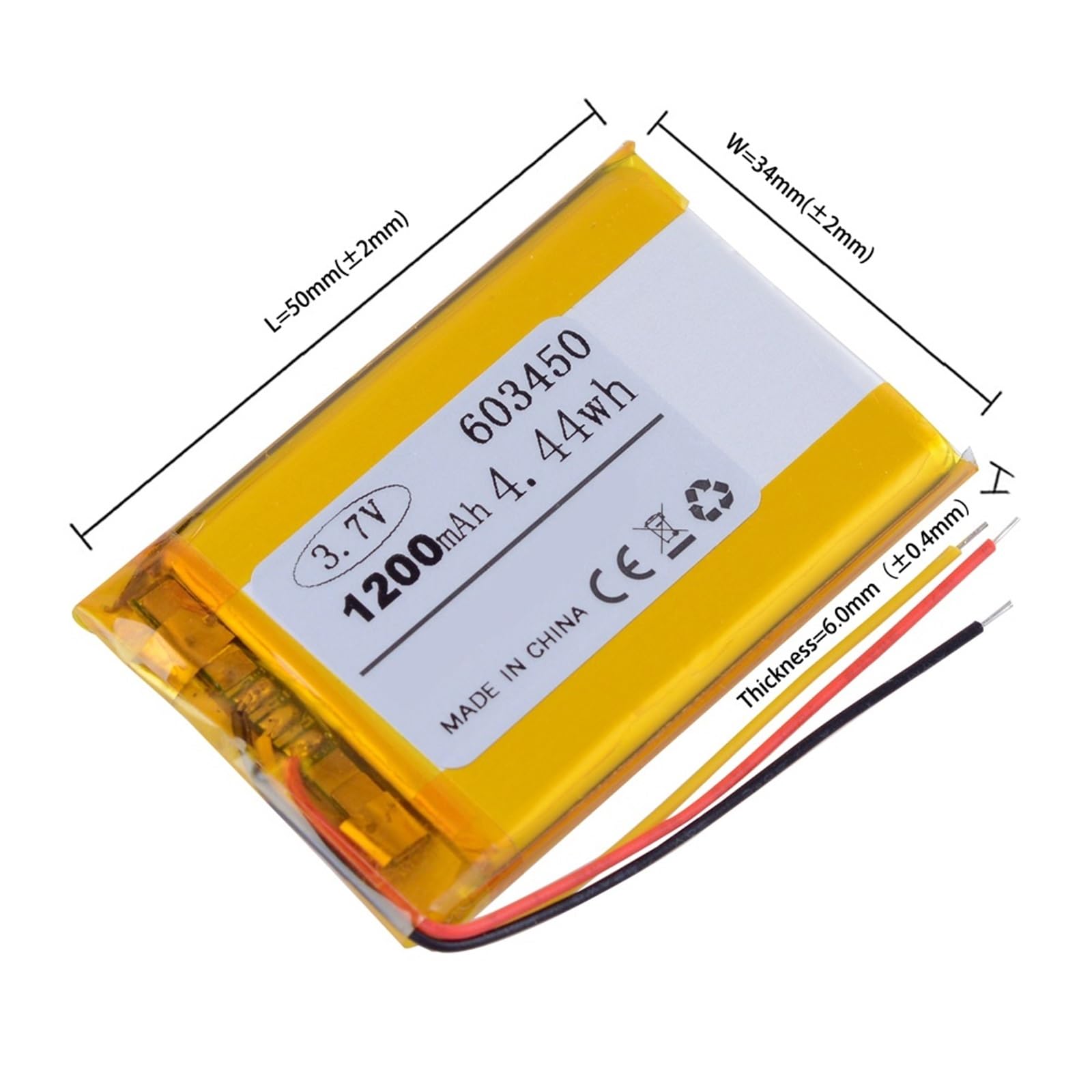 603450 3,7 V 1200 mAh ﻿1 pièce(5pcs)