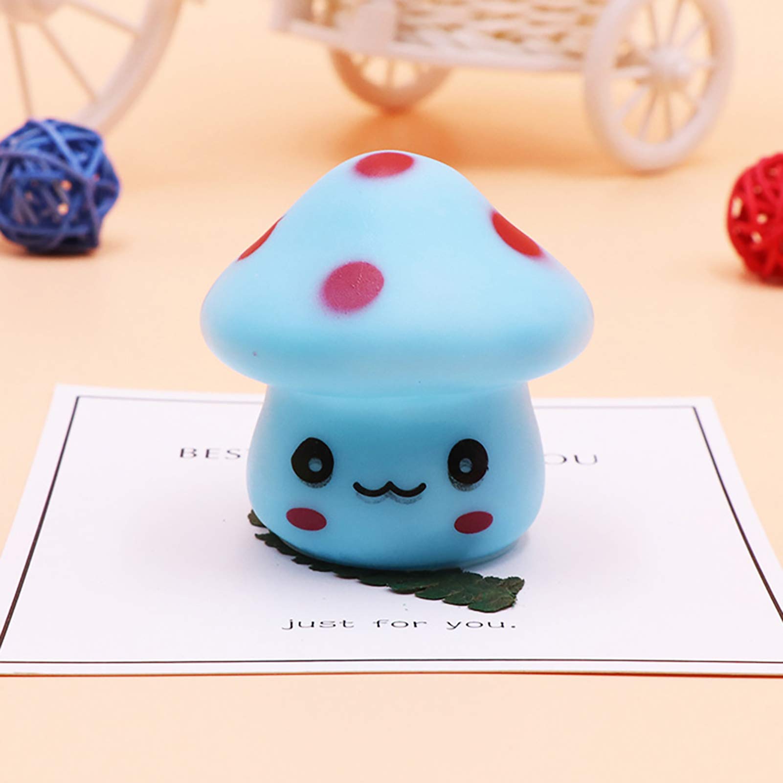 Tuelaly Cute Night Light 1PC Night Light Fantastic Cute Vinyl Mushroom LED Light for Desk Decor Blue — view 7