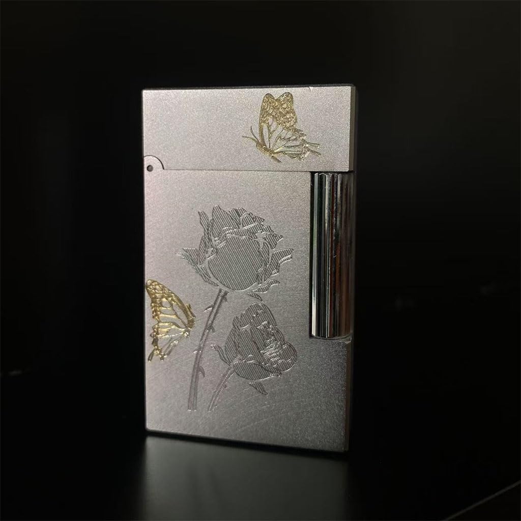 Classic Pure Copper Gas Lighter Creative Frosted Engraving Side-Slide Ignition Retro Flip Cover Crisp Piano Sound High-End Business