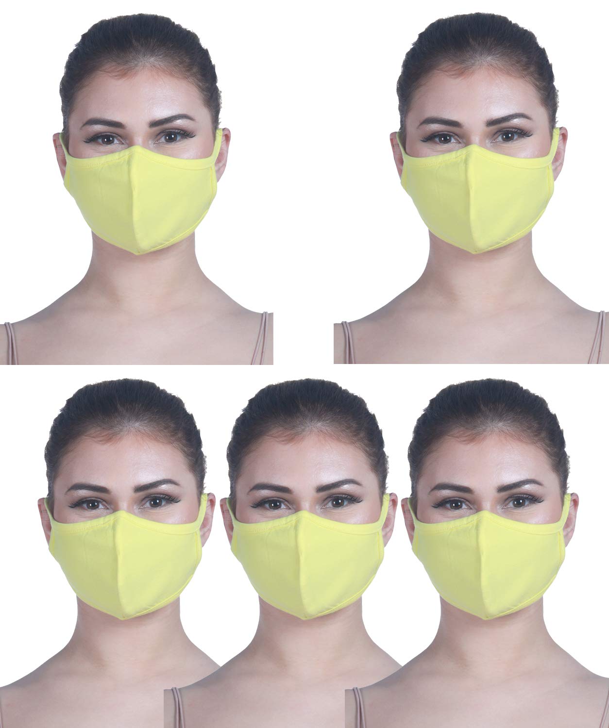 9 impression Mens & Womens Knitted Cotton Face Mask, Breathable Comfortable Reusable and Washable Face Masks - Pack of 5 (Yellow)-picture-34