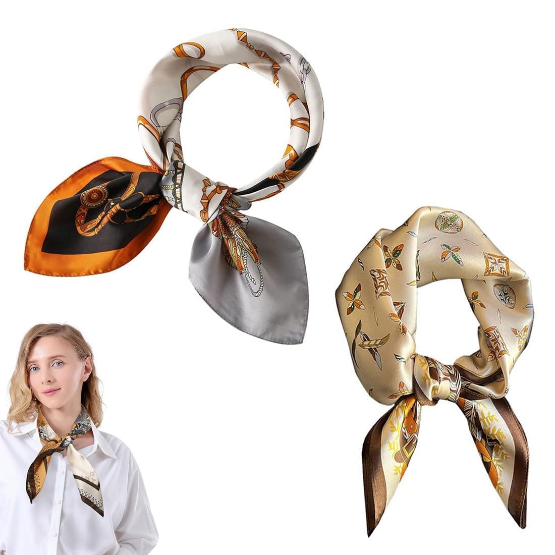 Sciarpa In Raso Donna 50x50cm - Fazzoletto Da Collo Elegante - Multi Colore - Per Tutte Le Stagioni - Foto 4