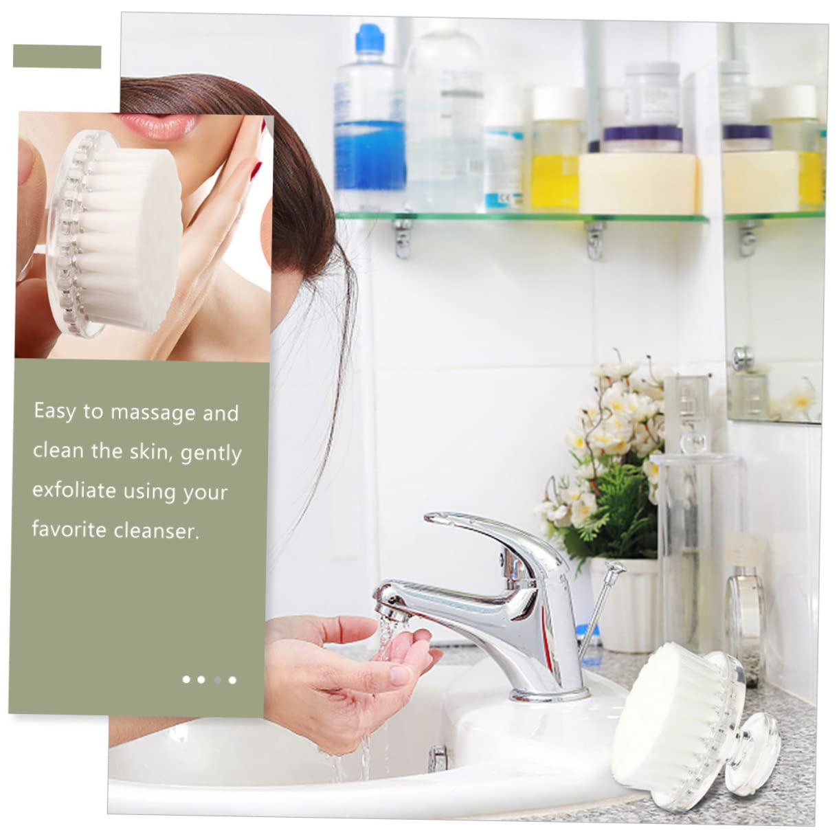 HAKIDZEL Soft Bristle Facial Cleansing Brush 3-Piece Face Exfoliator Brush Set Gentle on Skin Excellent for Women