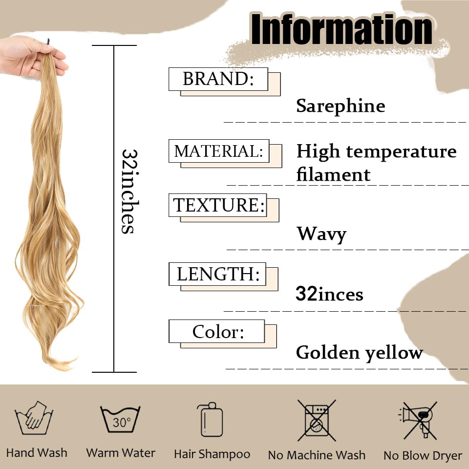 Miniatura 2 de Extensión de cola de caballo de 32 pulgadas, flexible y envolvente, extensión de cabello sintético largo y rizado, extensiones de cabello natural