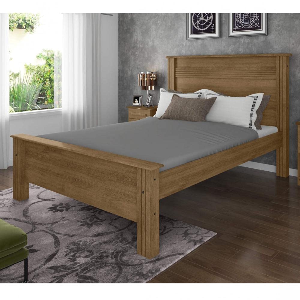 Cama Casal Montreal Plus Móveis Lanza Noce Bronze | Amazon.com.br
