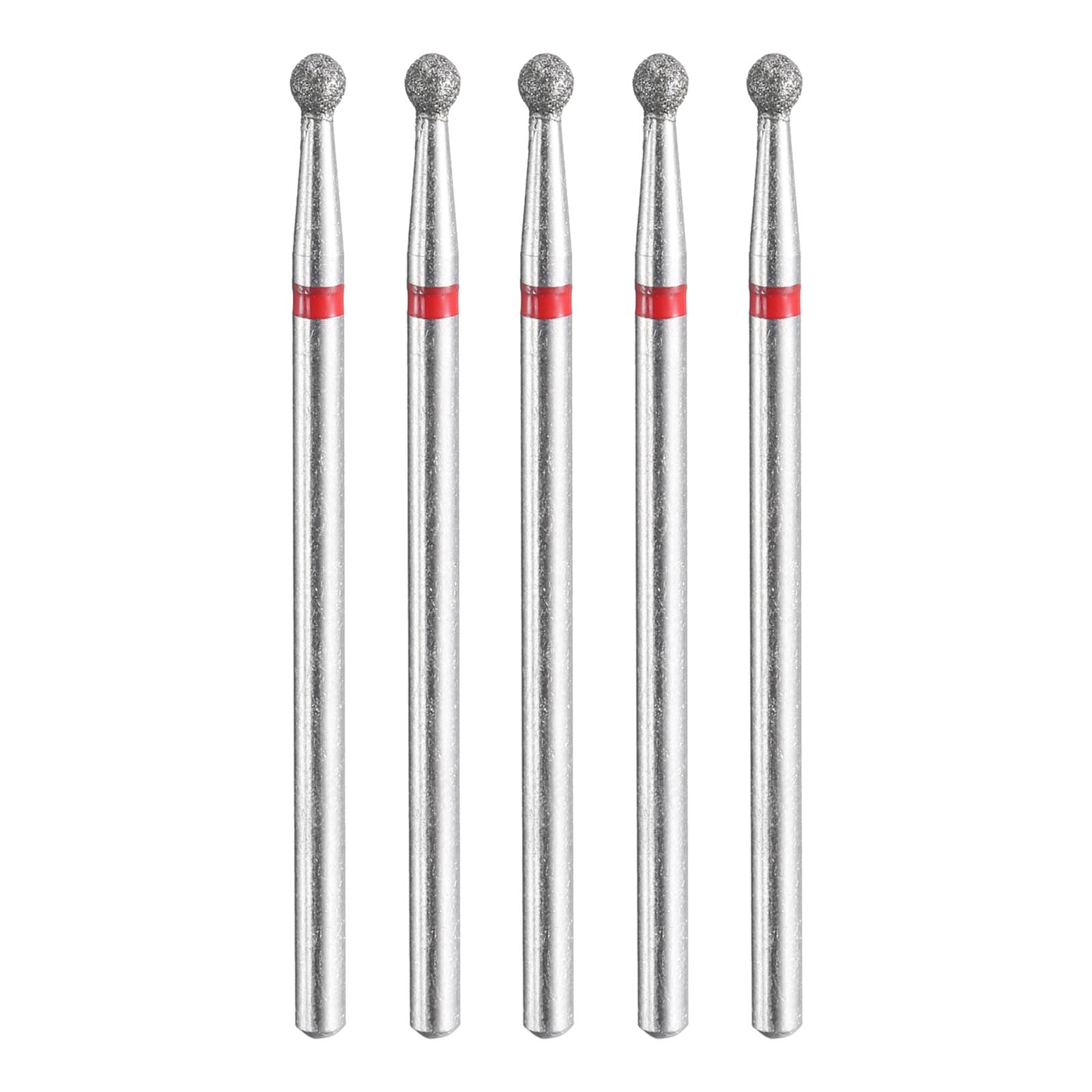 HARFINGTON 5pcs 200-230 Grits Diamond Grinding Bit 2.5mm Ball Head 2.35mm Shank 2.5mm Length Stone Sanding Drill Bits Rotary Tool for Ceramic Glass