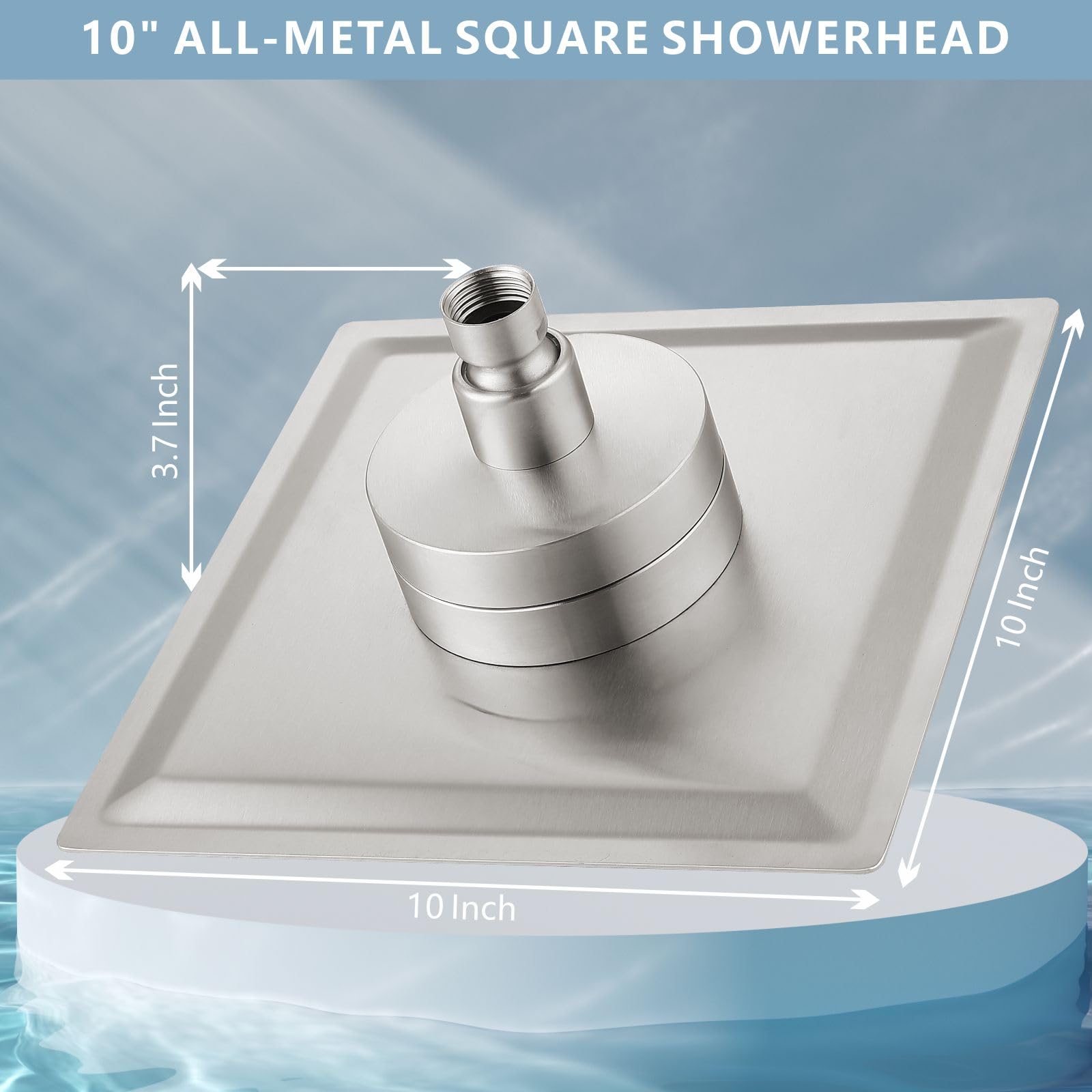 Alcachofa de ducha de lluvia de alta presión con filtro – 10 pulgadas de metal cuadrado para eliminar el cloro y sustancias nocivas, níquel cepillado