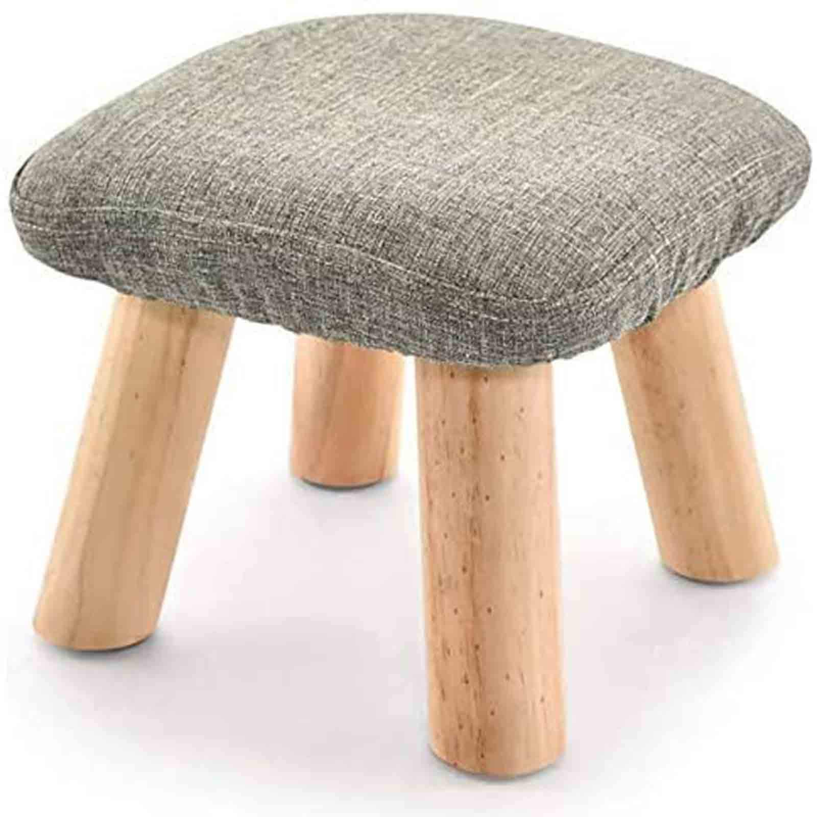 Pouf carré en bois avec housse en lin amovible lavable DASHADAO