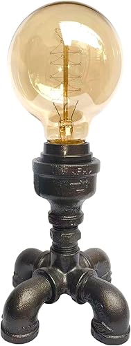 Miniatura 5 de Lámpara de mesa robot de tubería industrial, luz de escritorio Steampunk, metal dorado, estilo vintage (F)