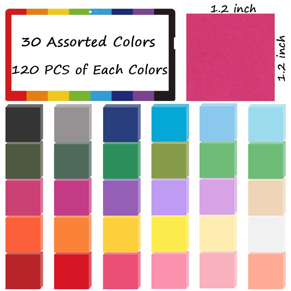 Lot 3600 Carrés Papier De Soie Arc-en-Ciel – 3x3 Cm, 30 Couleurs Pour DIY & Loisirs Créatifs