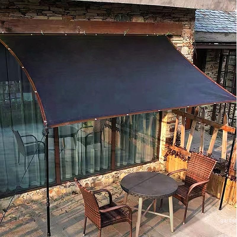 Sonnensegel Schwarzes Schattentuch, Anti-UV-Sonnenschutznetz, Gartenpflanzen-Schattenabdeckung, 6-polige Überdachung for den Außenbereich, Schwimmbad-Pergola mit Ösen-Clip für Terrasse Camping(3x5M)