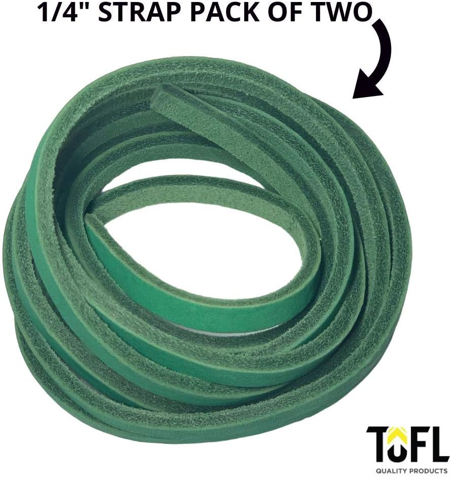 TOFL Leather Straps for Crafts and Baseball Laces | 2 Pieces 72” Long x 1/4” Wide x 1/8” Thick | Leather Cord for Jewelry Making and Craft Projects - Green