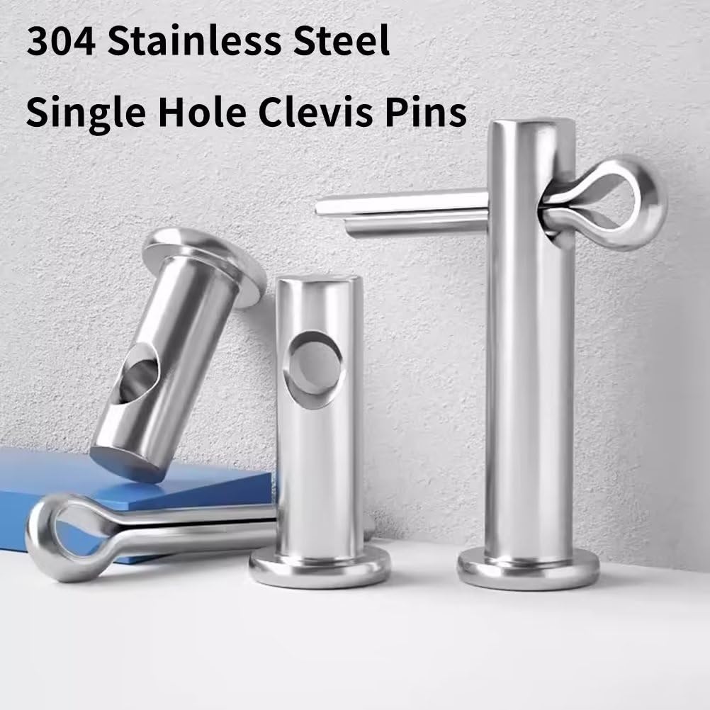 Perni a Foro a Testa Piatta & Copiglie Set, Perni a Forcella a Foro Singolo in Acciaio Inox M4x10mm (10 Pezzi)