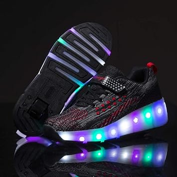 7 Colors LED Rechargeable Kids Roller Skate Shoes with Single Wheel Shoes Sport Sneaker