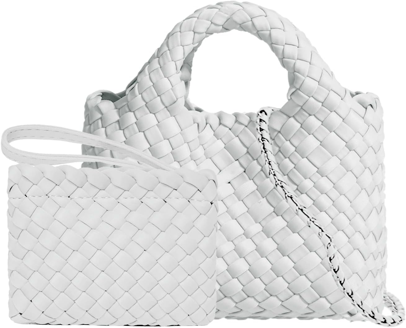 Small Tote Shoulder Bag, Women Handbags and Purses, Woven Composite Bag, Travel Chain Pouch, Phone Crossbody Satchel