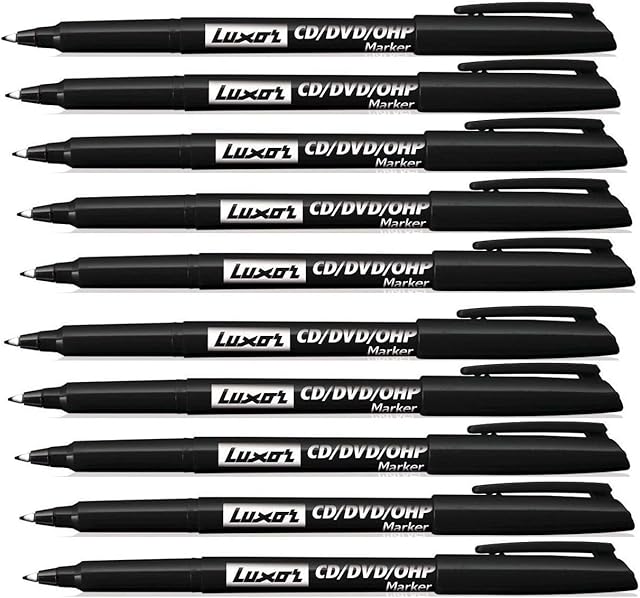 Shineone 10 X FINE TIP PERMANENT MARKER PENS BLACK COLOR CD/DVD Pen Marker