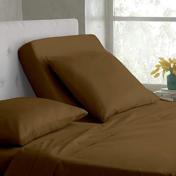 Split Head Flex Cal-King Sheet Set 4Pcs, Half Split Sheets Sets for Adjustable beds, 100% Cotton Split Cal-King Sheets, deep Pocket Upto 16 inches Taupe Solid, Cal-King/34 Top Split