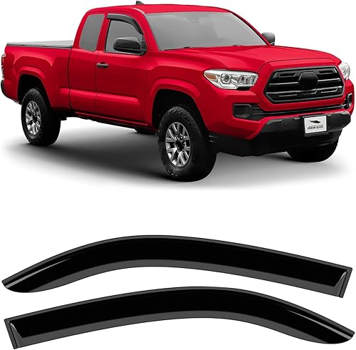 Miniatura 1 de Voron Glass Protectores de lluvia extra duraderos para Toyota Tacoma 2016-2023 Cabina de acceso, deflectores de ventanas, viseras de ventana de