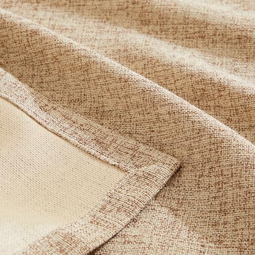 Image of ZeeMart Burlap Style Farmhouse Table Runner, 14x60 Inches Oatmeal Beige | Thick Durable Fabric, Mitered Corner Design, Rustic Woven Dining Table Runner, Machine Washable Everyday Table Scarf