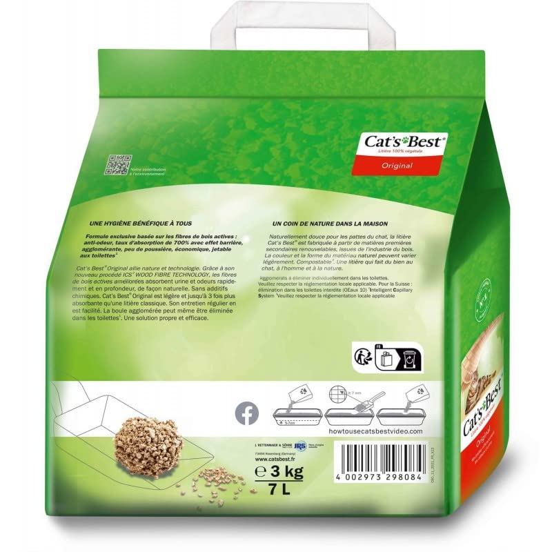 Cat's Original - Litière végétale agglomérante de 3kg/7L - Nouvelle Formule Naturelle pour Chats - Vendu par Unité