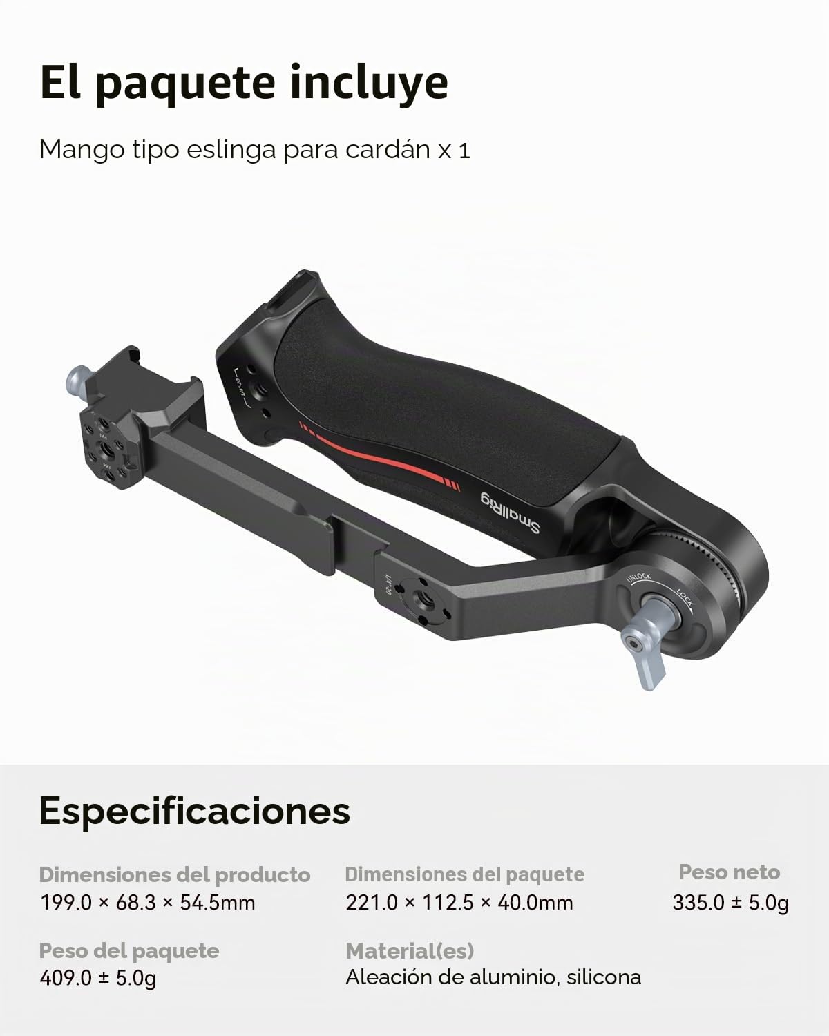 SMALLRIG Mango de Eslinga Ajustable Gimbal Sling Handle para DJI RS 4 Mini/RS 4 / RS 4 Pro/RS 3 / RS 3 Pro/RS 3 Mini/RS 2 / RSC 2 Estabilizador, 13.2lb / 6kg de Carga - 3028D