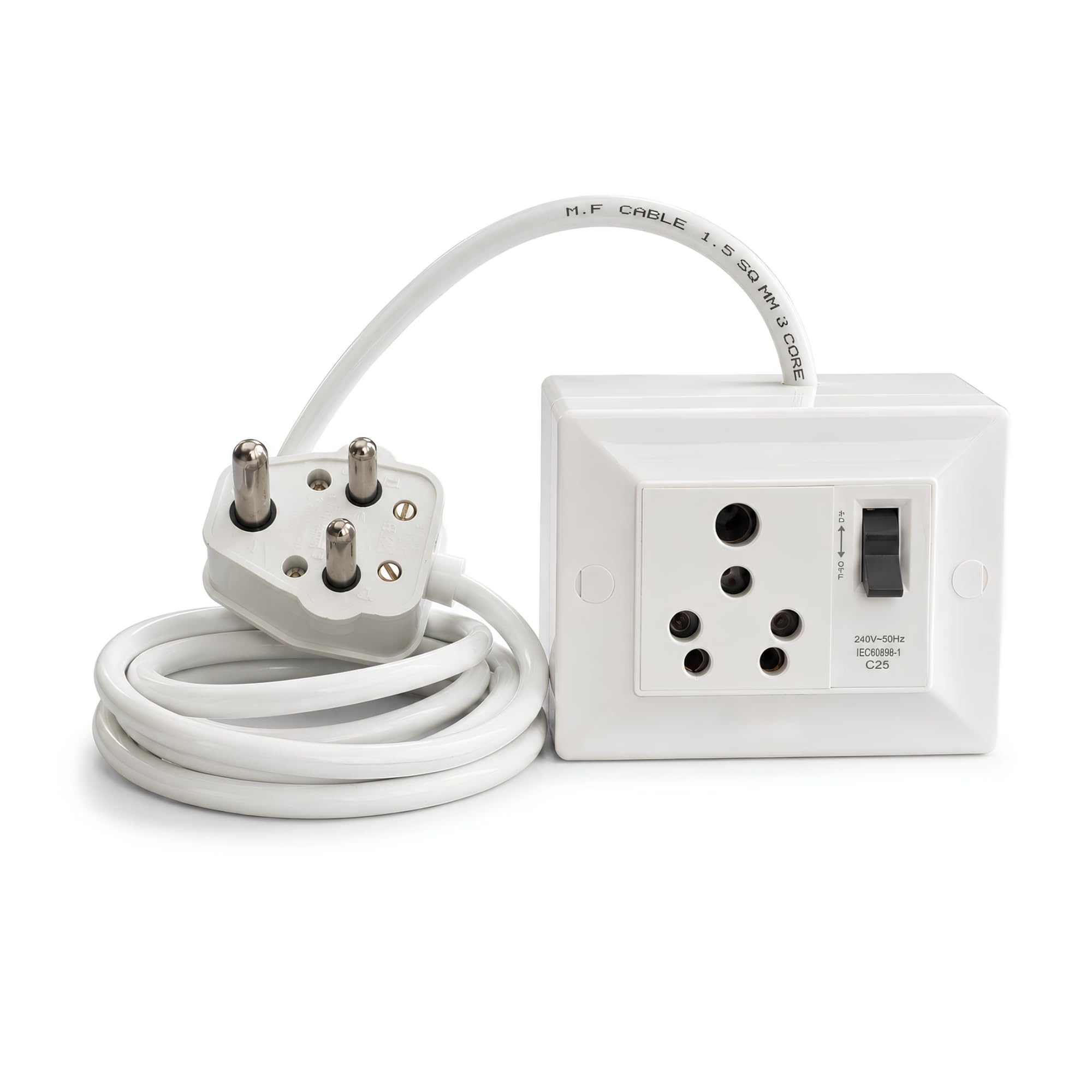 Heavy Duty 16A Extension Board with MCB Switch, 1.5 Sqmm 3 Core Copper Cable, 3 Pin Plug, High Power 2000W Socket for AC, Geyser, Heater & Kitchen Appliances (White) (4 Meter)-image-21