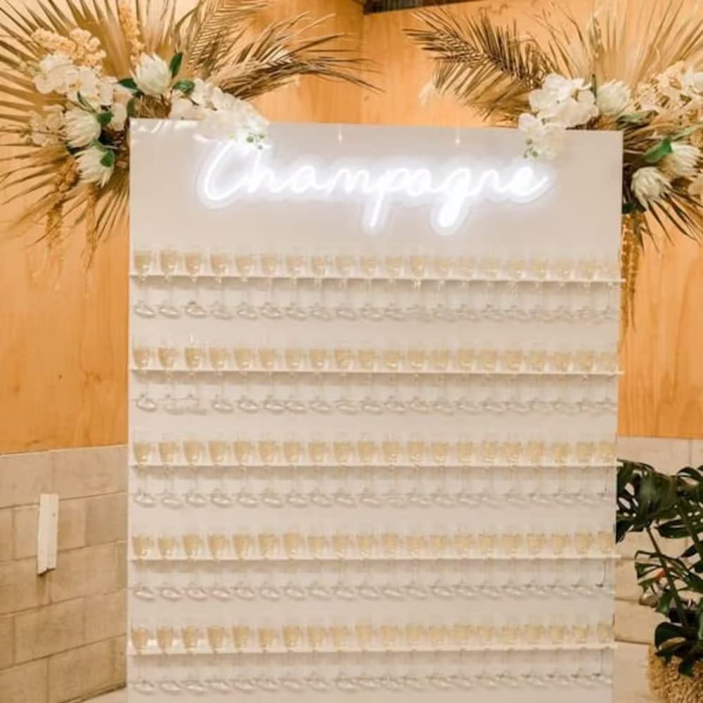 Champagner-Neonschild Partyschild Hochzeit Hintergrund Hochzeit Dekor Wand Neon Kunst Dekor Hochzeit Jahrestag Geburtstag Geschenk Größe: 60 cm