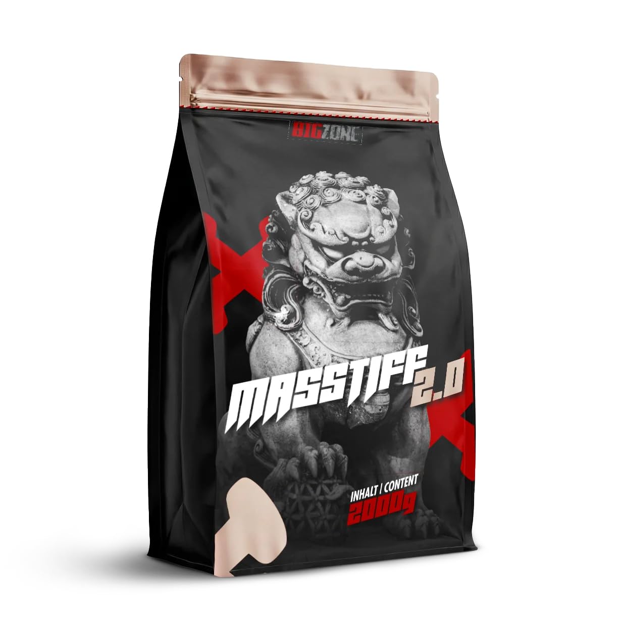 Big Zone Masstiff 2.0 | Weight Gainer Mahlzeitersatz, mit Whey & MCT-Öl | 2000g, 20 Portionen (Vanille)