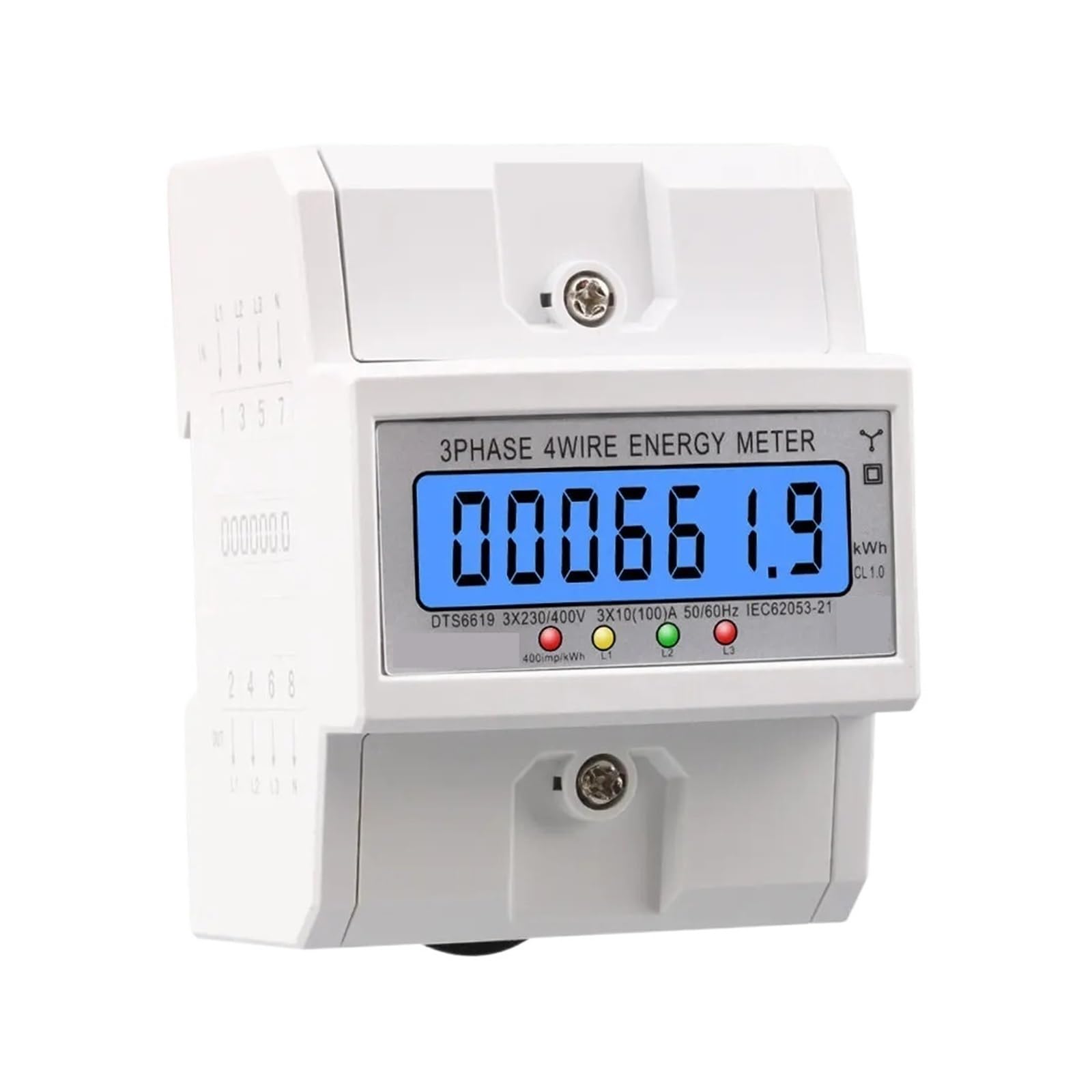 Display Digitale LCD 100A Con Misuratore Di Potenza Retroilluminato In Contatori Di Energia Contatore Elettrico Intelligente Contatore Kwh Trifase DTS6619 Monitoraggio del consumo energetico(Solid She