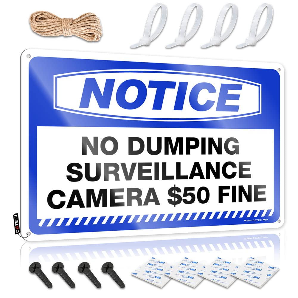BRUNTELO Signs For Bedroom Door Notice No Dumping Surveillance Camera $50 Fine Tin Sign Funny Saying Tin Signs Drinking Signs Funny