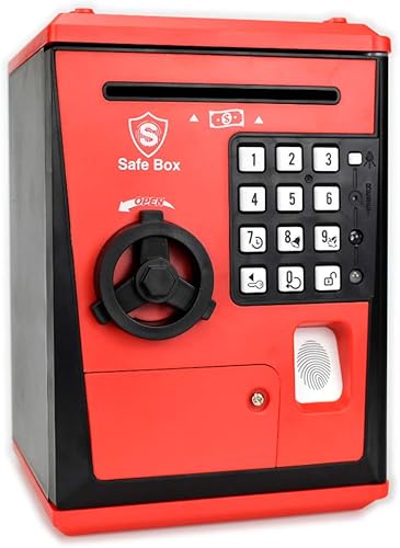 Miniatura 7 de Lyght - Caja fuerte para niños con código por huella dactilar, alcancía parlante, caja de ahorros, cajero automático, para dinero real, gran juguete