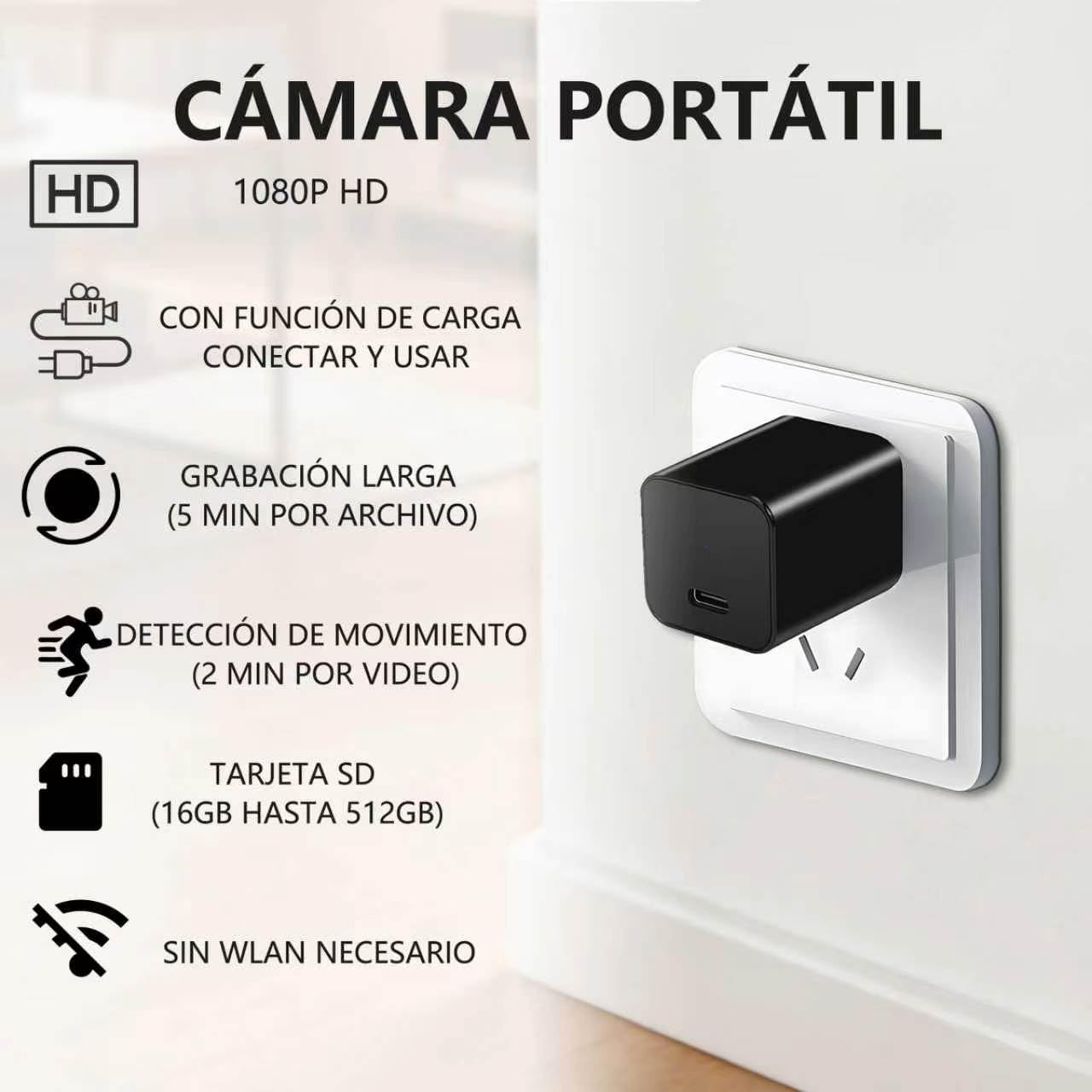 Mini Cámara Oculta, Cámara Espía de Alta Definición 1080P, Compatible con Grabación Continua y Detección de Movimiento, Adecuada para Uso Doméstico Interior y Vigilancia en Oficinas, no necesita WiFi