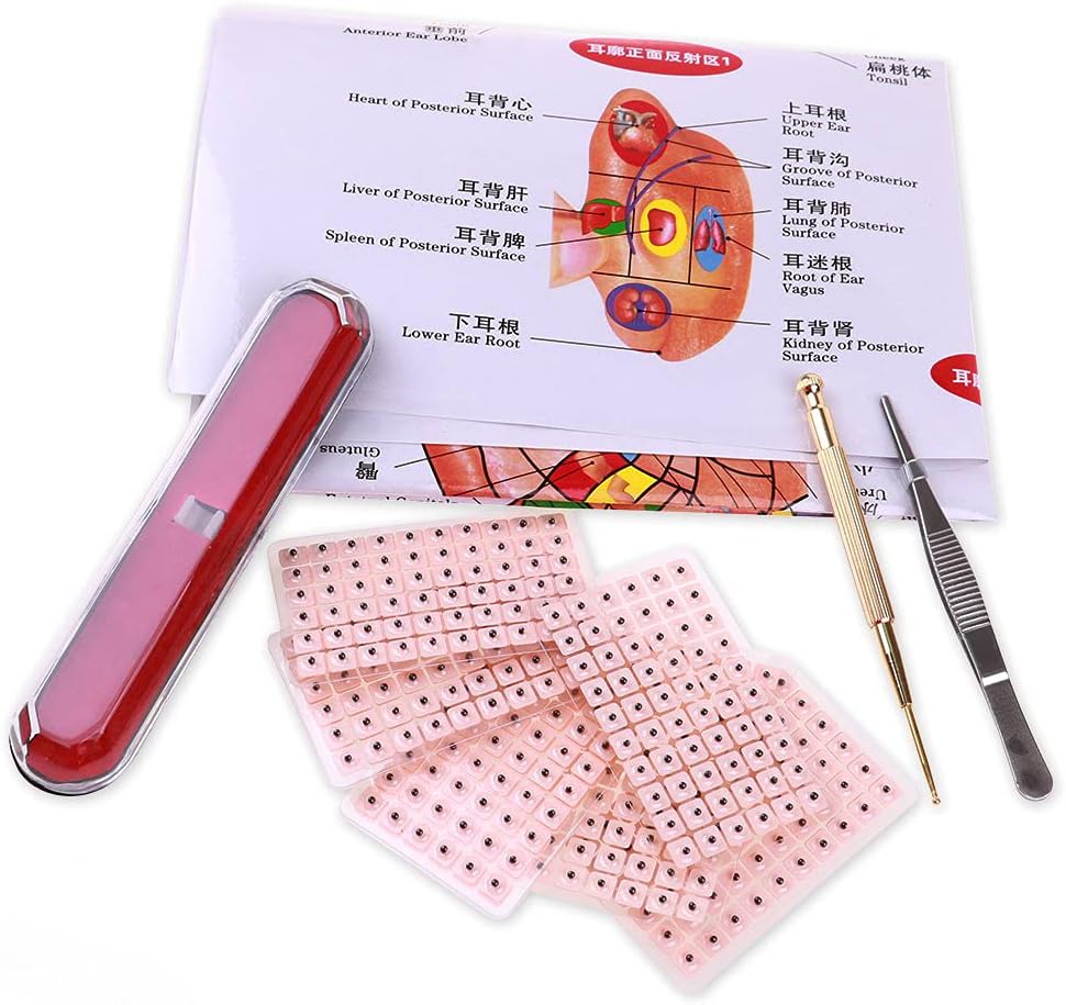 Ear Seed Kit 600 Counts, Probe, Acupuncture Chart, Tweezers