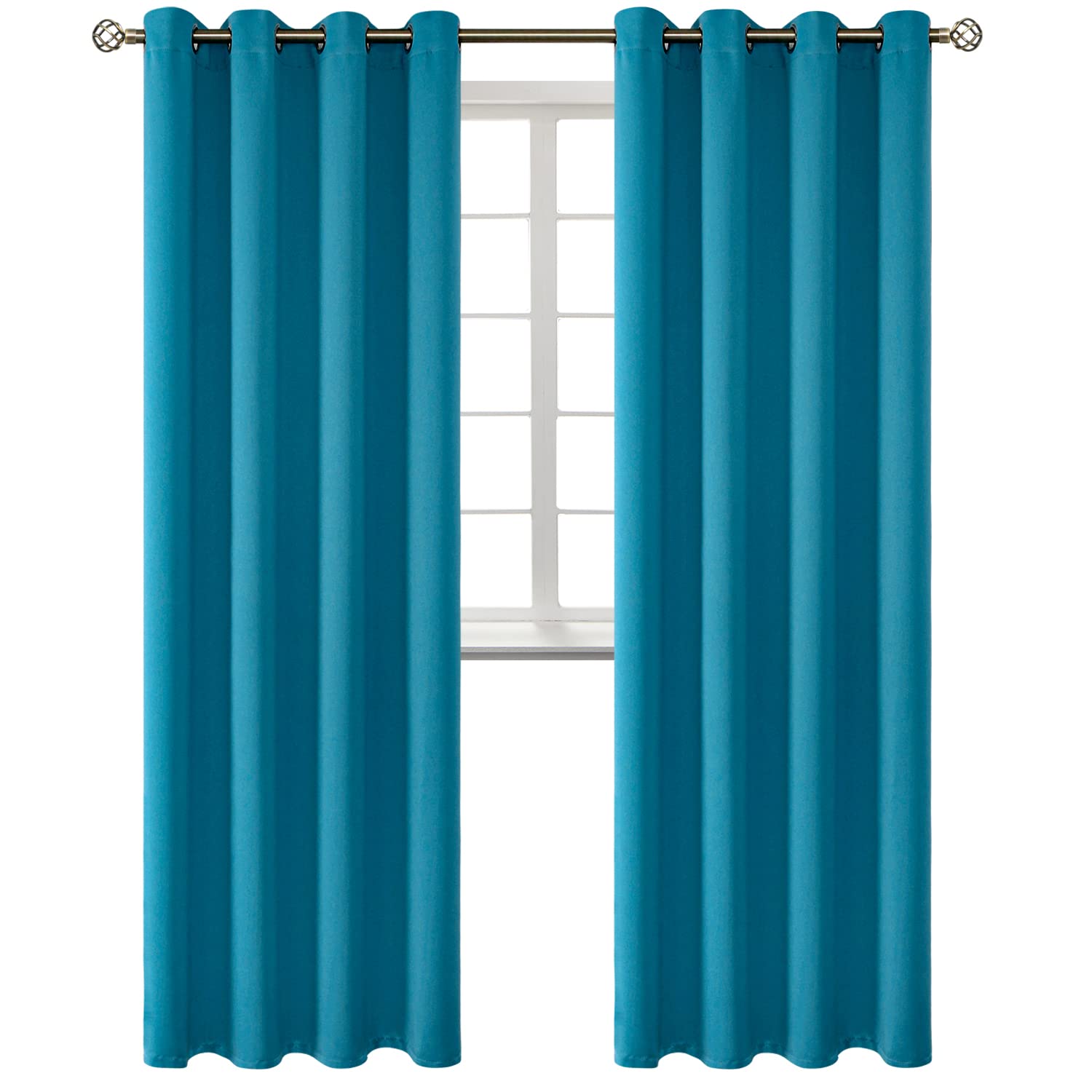 BGment Peacock Blue Blackout Curtains for Living Room 95 Inch - 2 Panels