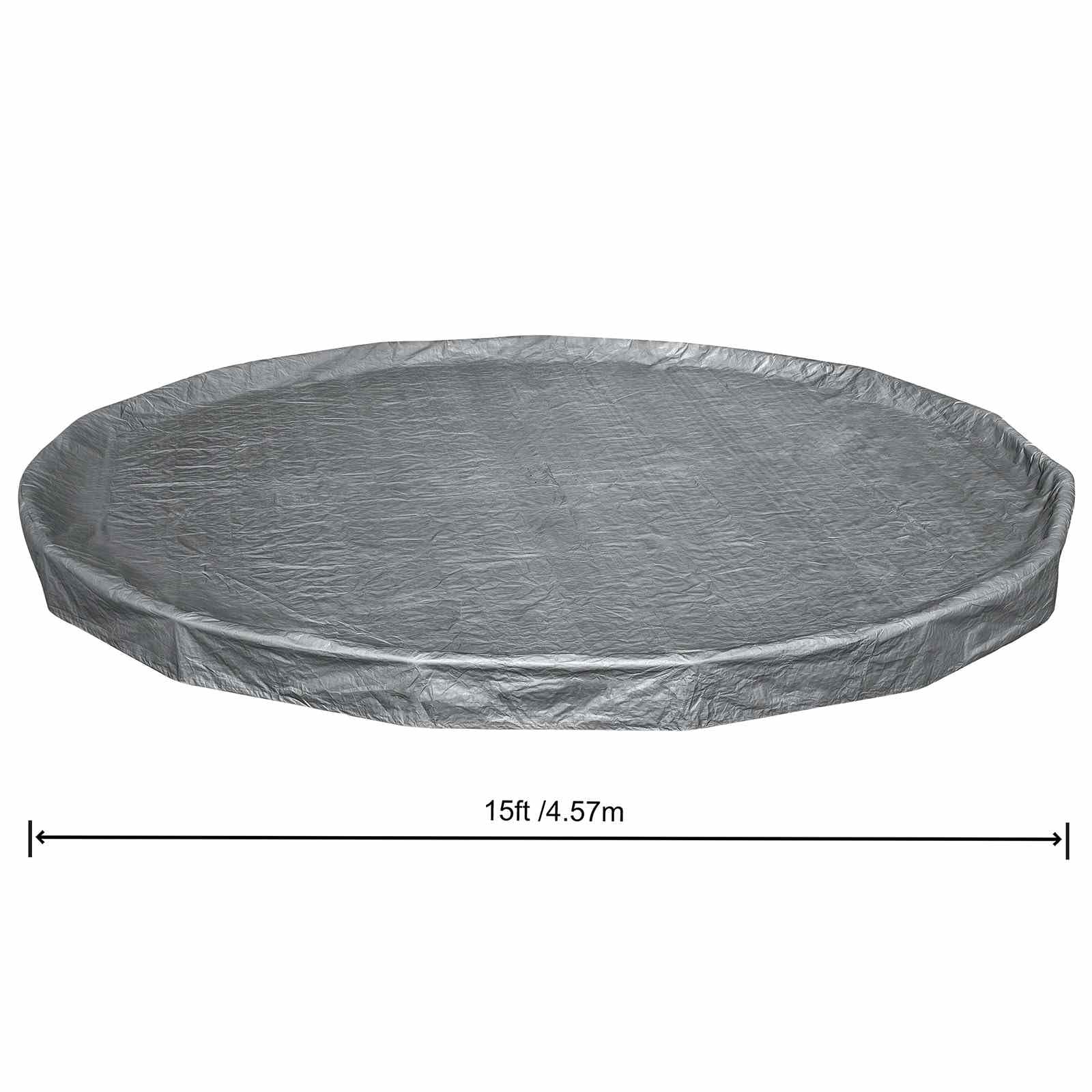 Mangloder Couverture de Piscine Ronde en Polyester Gris 3,05 m avec Sangles et Trous de Drainage adaptée à Piscine Steel Pro pour Protection Contre débris saleté Pluie et UV
