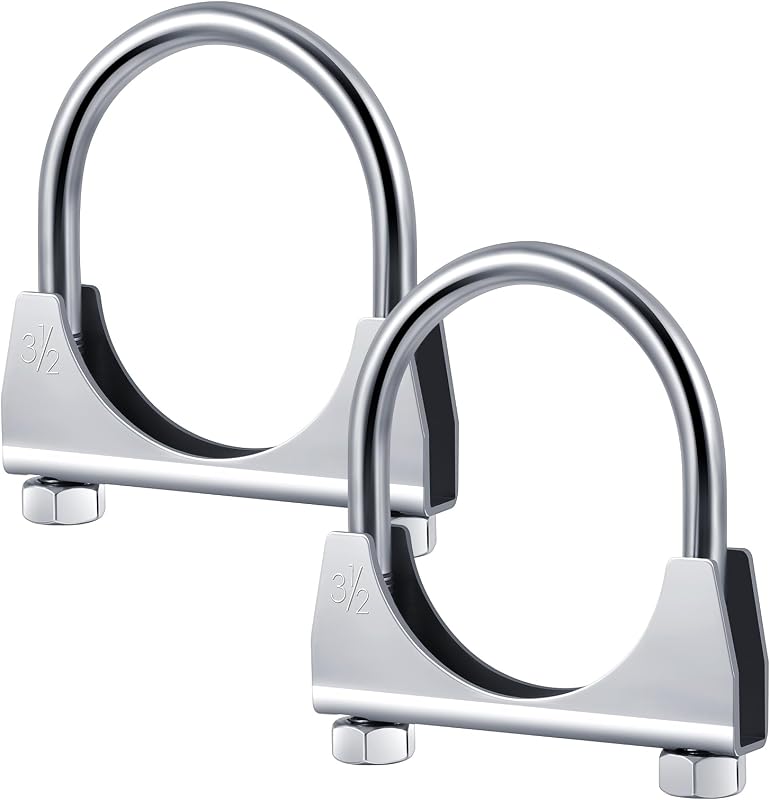 Abraçadeira de escapamento Datanly 3,5" com parafuso em U e sela galvanizada – 2 unidades