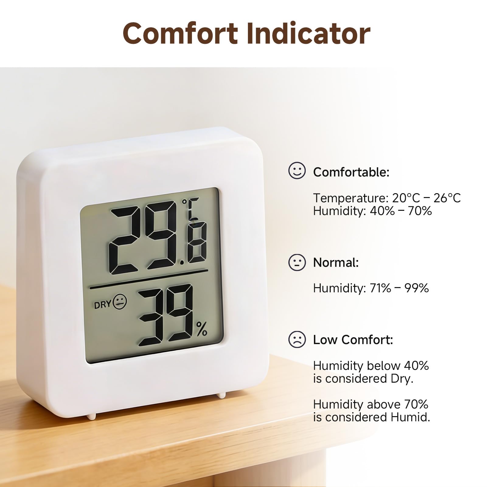 Lot de 4 petits thermomètres et hygromètres numériques d'intérieur - Moniteur de température/thermomètre d'intérieur