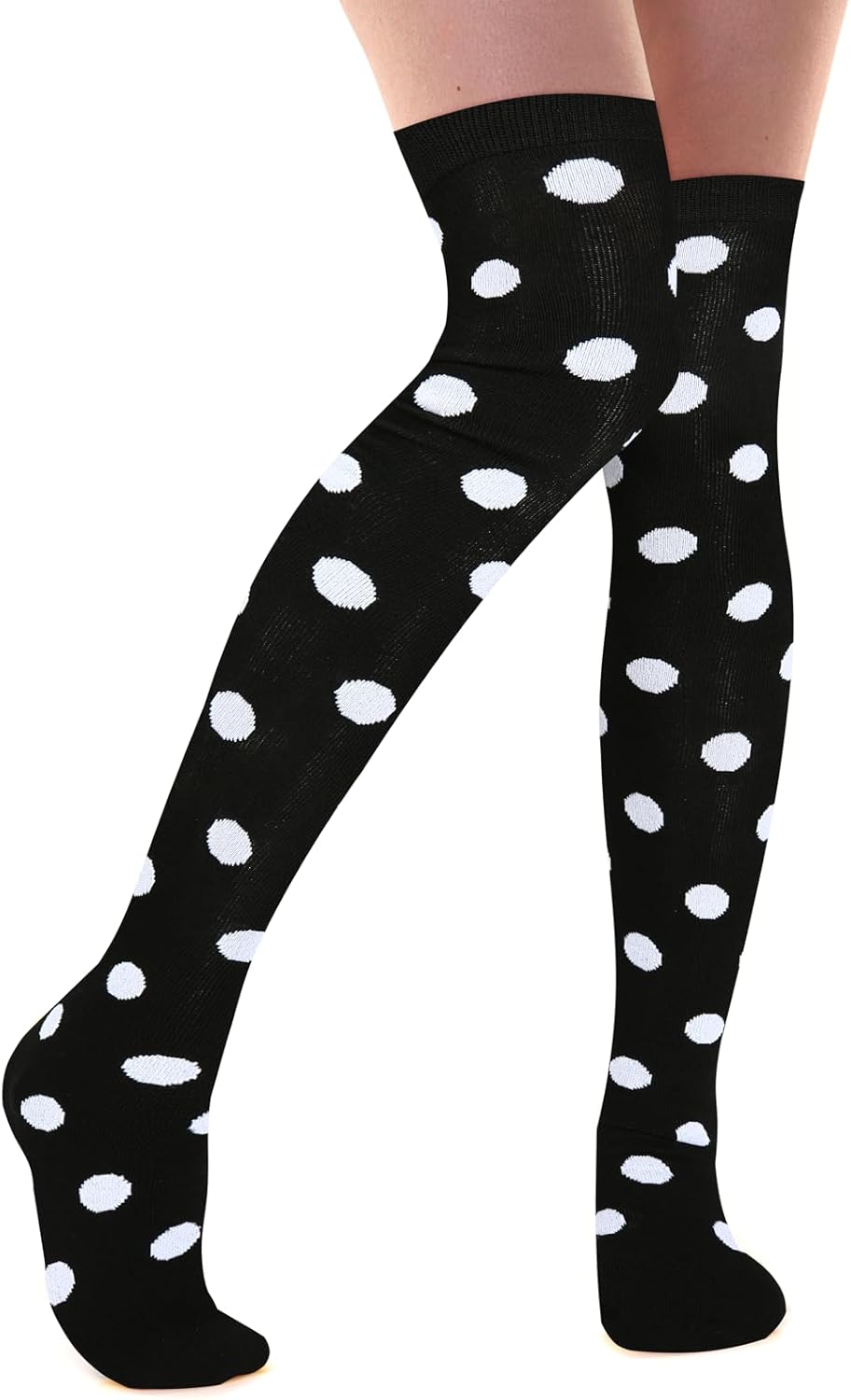 Violet Mist Thigh High Socks for Women Novelty Polka Dot Over the Knee High Socks Black Funny Extra Long Sock Thigh Highs - Image 4