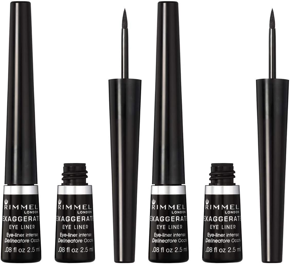 Rimmel London Scandaleyes Exaggerate Liquid Eyeliner Intense Color Long-Wearing Waterproof 001 Black 0 08oz Pack of 2