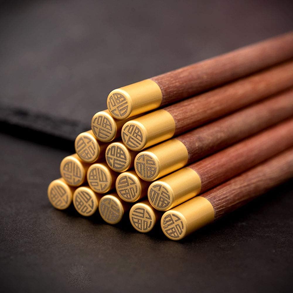 Palillos, Palillos Chinos Reutilizables Chopsticks Chinos en Madera Maciza de 5 Colores Caja de Regalo, una Persona, un palillo, una vajilla Creativa de 25 cm sin Laca y Cera, hogar