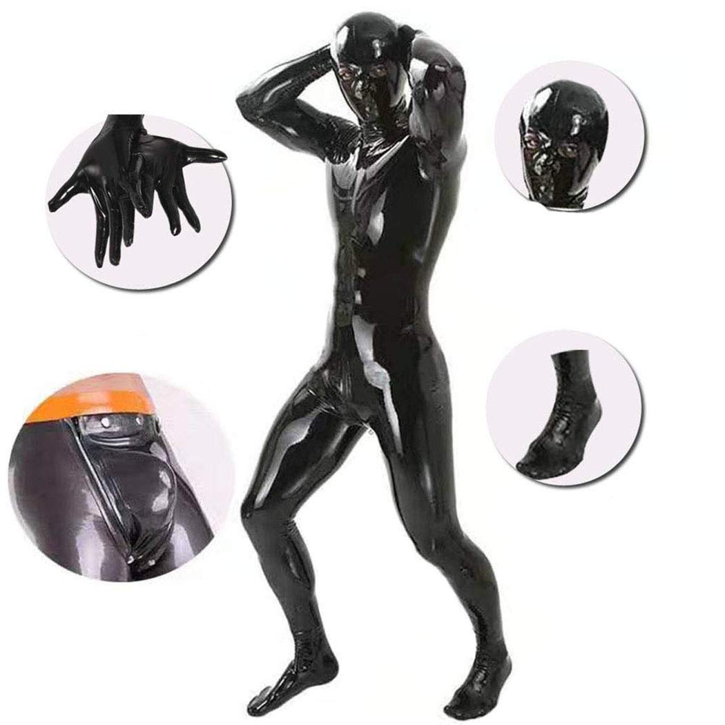 Hombres Black Mirror Body Sculpting Estereotipo Látex Todo Incluido Mono Apretado Night Club Bar DS Técnica Esculpiente, Negro, XXL, Negro , XXL