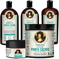 Linha Power Cachos da COSMECEUTA para Cabelos Cacheados e Crespos, Shampoo, Condicionador, Máscara, Leave-in, Ativador Multifuncional