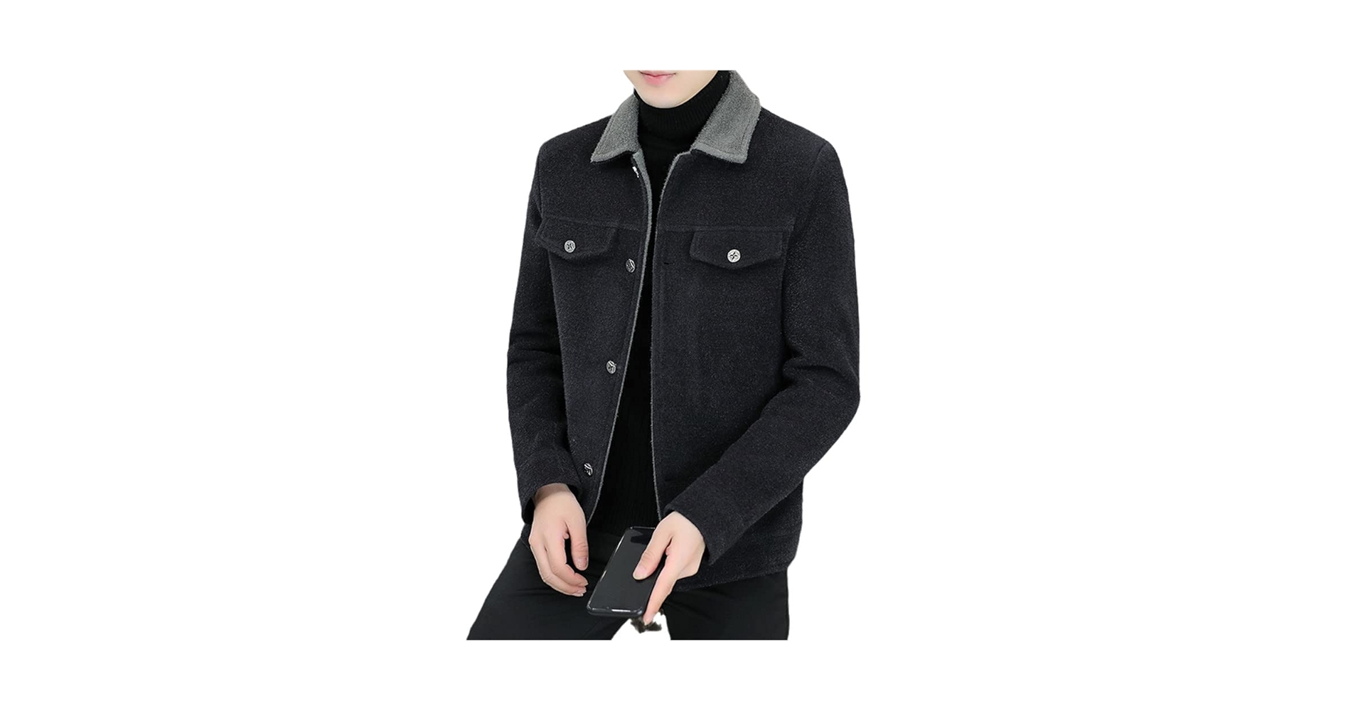 GYXHPTD Autun Winter Woolen Jacket Men Casual Business Short