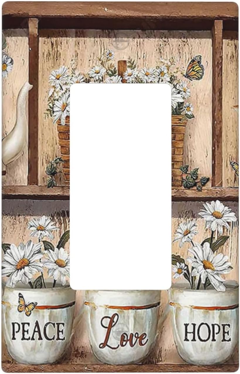 Algranben Rustic Daisy Floral Light Switch Cover 1 Gang Single Rocker ...
