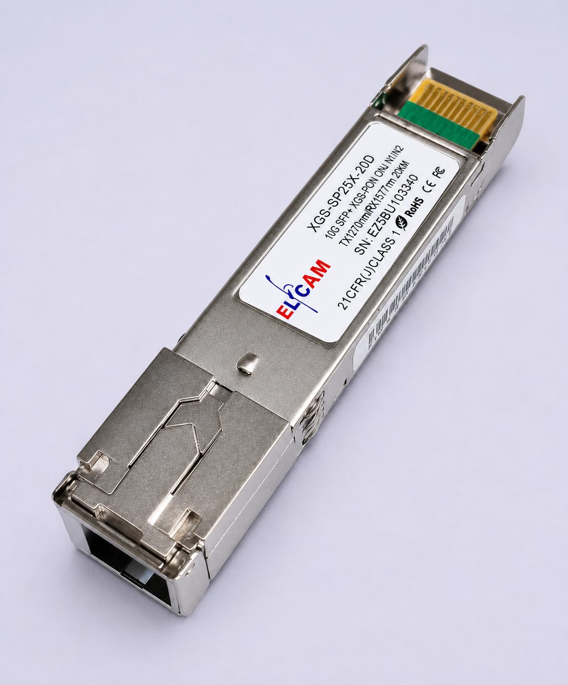 Elfcam - Módulo Transceptor 10Gb XGS-PON para Fritz!Box 5530/5590 Fiber – SFP+ Óptico, Alcance 20 km, Compatible con Fritz!OS 7.50+, SC/UPC SM, TX1270nm/RX1577nm