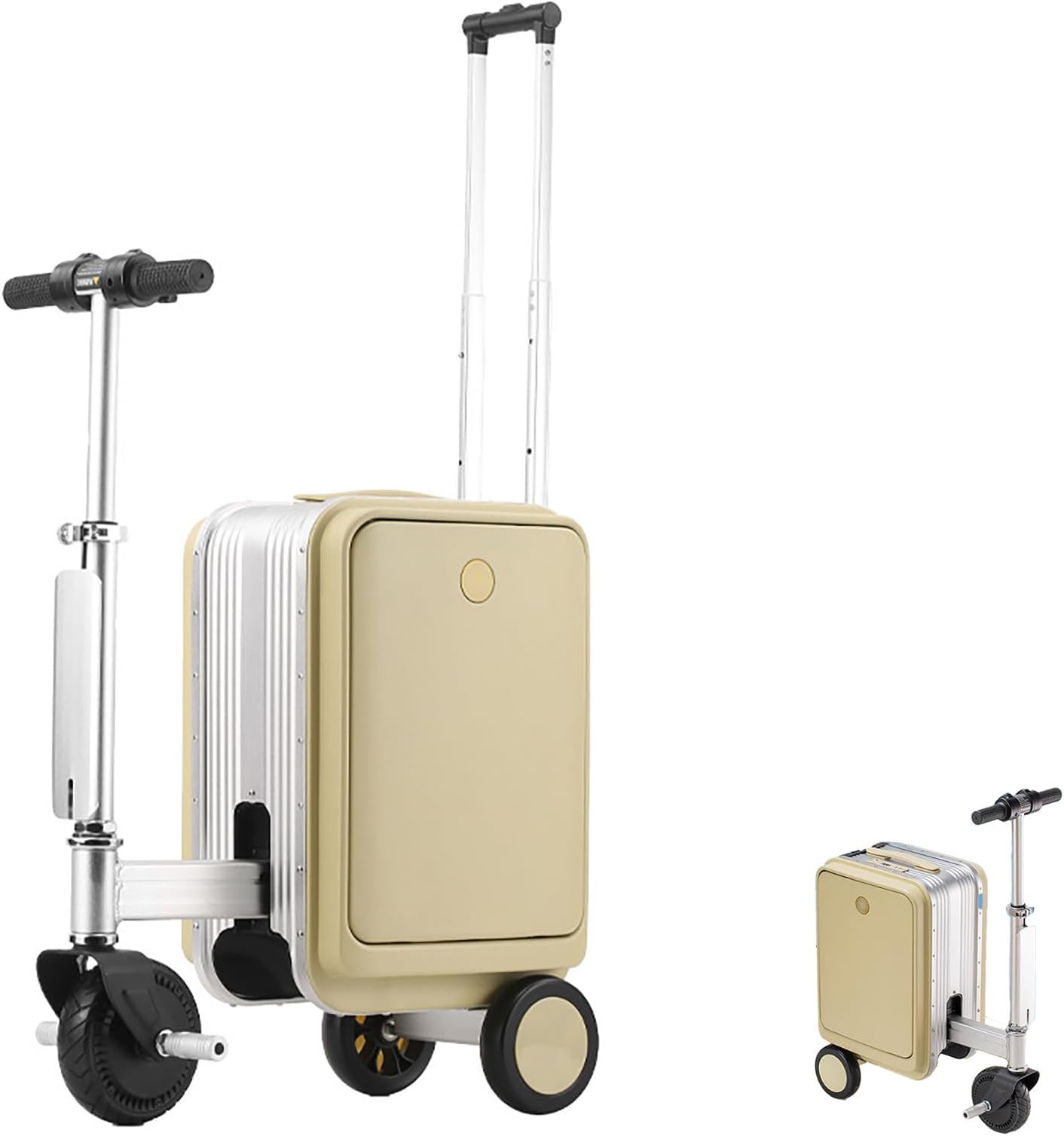 ALSUP Smart Electric Rideable Suitcase 20L, Forward/Reverse Speed Adjustment Telescopic Handle, 8-12KM Mileage 110kg Load with TSA Lock USB Port, for Business Travel Yellow