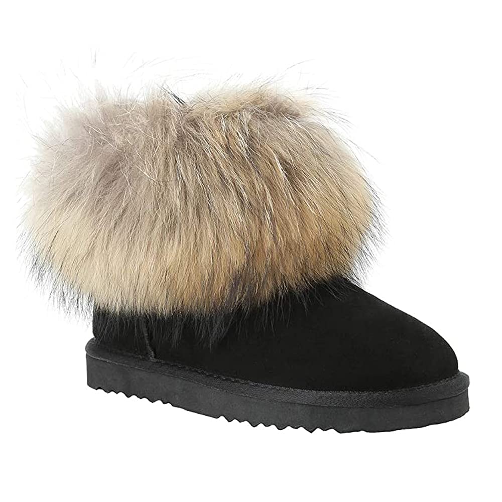 Veilante Damen Schneestiefel wasserdichte Leder Winterstiefel rutschfeste warme gefütterte Winterboots