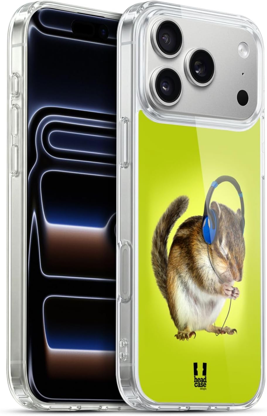Head Case Designs Chipmunk Listening to Music Funny Animals Gel Case [Military Grade Protection] Compatible with Apple iPhone 17 Pro Max and Compatible with MagSafe