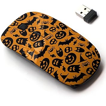 2.4G Wireless Mouse with Cute Pattern Design for All Laptops and Desktops with Nano Receiver - Halloween Pumpkin Grave