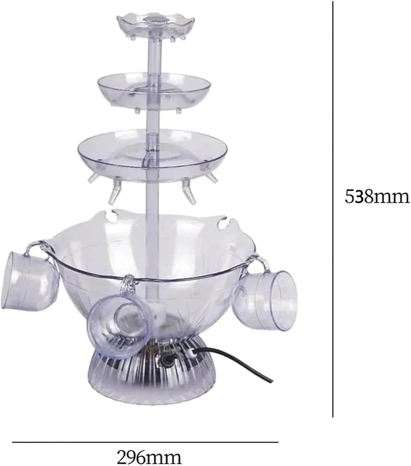3-Tier Electric Fountain Drink Machine with LED Base, Cocktail and Wine Fountain, 1.5 Gallon Beverage Dispenser with 5 Cups for Parties, Weddings and Celebrations
