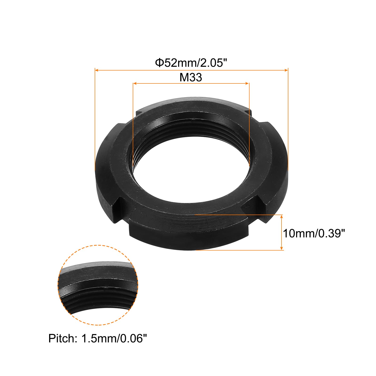 QUARKZMAN M33x1,5mm - 6uds Retención Cuatro-Ranuras Ranurada Redondo Tuerca - Carbono Acero Redondo Bloqueo Tuerca para Varios Rodamientos, Industrial Campo, Negro